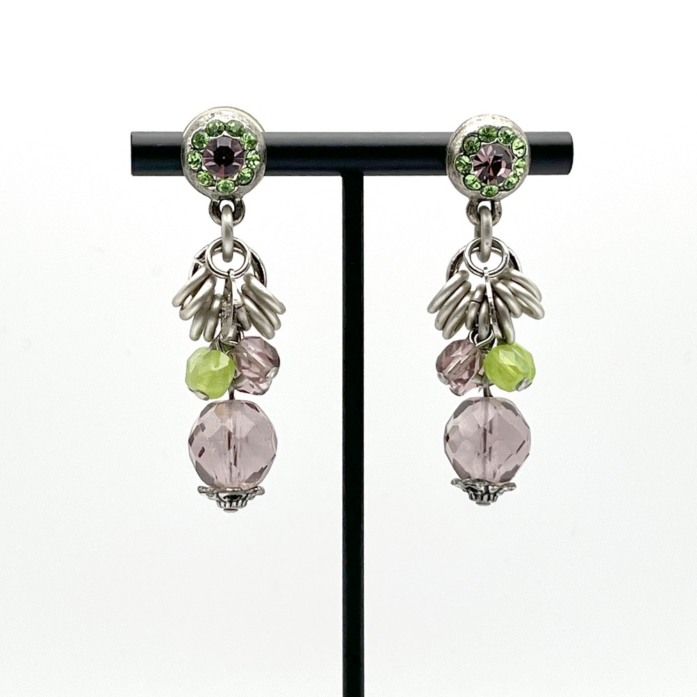 Violet and Green Dangle Earrings -- made in Italy